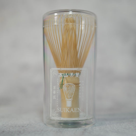 Suikaen — Bamboo Matcha Whisk, Green/White Sparkle Thread