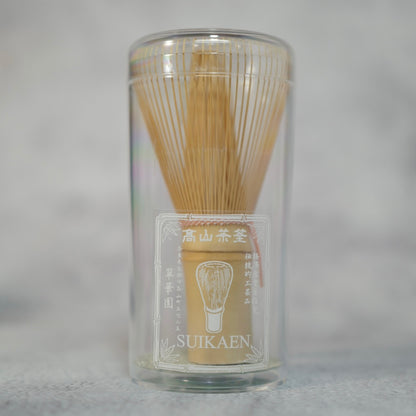 Suikaen — Bamboo Matcha Whisk, Orange/White Thread