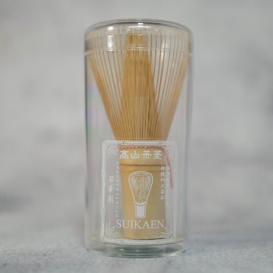 Suikaen — Bamboo Matcha Whisk, Orange/White Thread